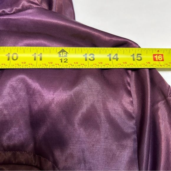 Satin Women’s Jacket Sz S Purple Ruffles Balloon Sleeve Party whimsy Artsy GUC - Picture 12 of 16